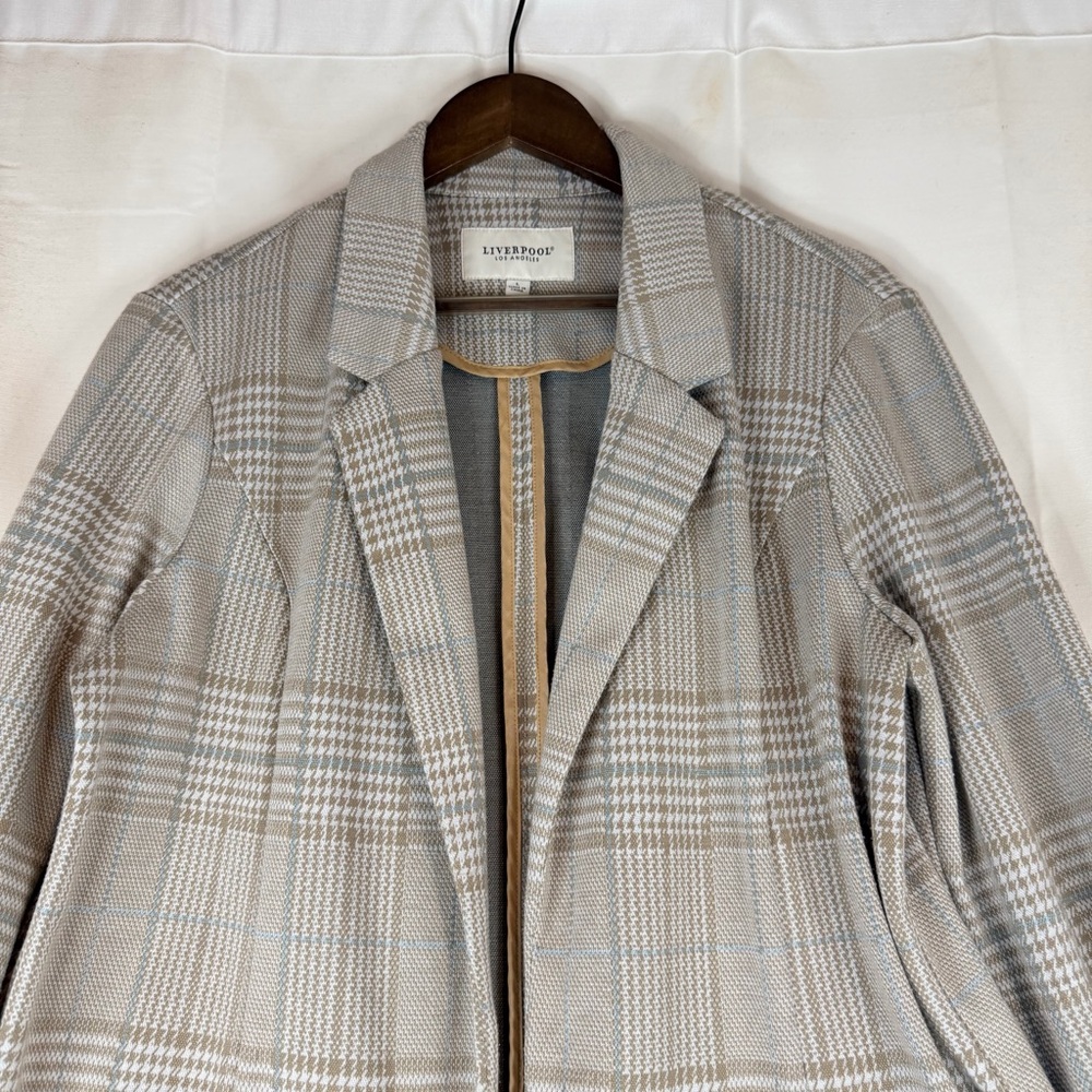 LIVERPOOL Women’s Size L Blazer Jacket Knit Houndstooth Plaid Stretch - Picture 11 of 16